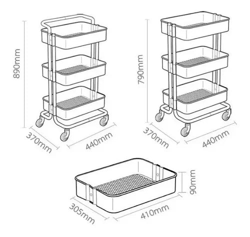 Organizador Multiusos Metálico 3 Niveles